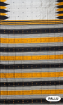Grey, Black and Yellow Double Pallu Handloom Berhampuri Pure Silk Patta Saree