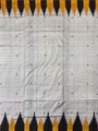 Grey, Black and Yellow Double Pallu Handloom Berhampuri Pure Silk Patta Saree