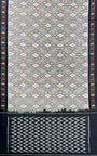 Grey and Black Pochampally Mercerised Cotton Handloom Saree in Ikkat Pattern
