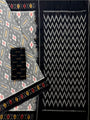 Grey and Black Pochampally Mercerised Cotton Handloom Saree in Ikkat Pattern