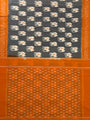 Grey and Orange Pochampally Mercerised Cotton Handloom Saree with Elephant Motifs
