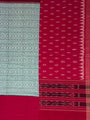 Greyish Green and Red Sambalpuri Handloom Cotton Dress Material