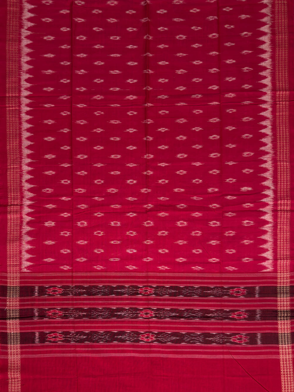 Greyish Green and Red Sambalpuri Handloom Cotton Dress Material