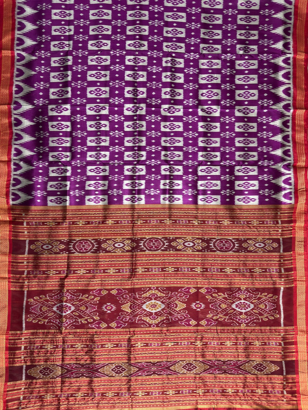 Purple and Red Handloom Khandua Patta Saree