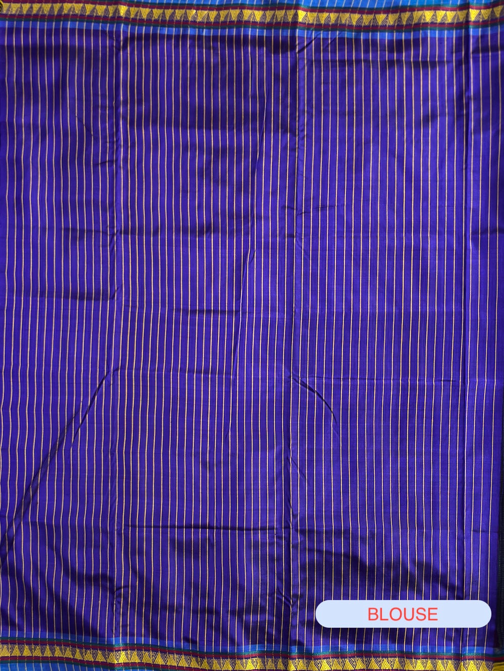 Royal Blue Dongria Triangle Pattern Anchal Handloom Khandua Patta Saree