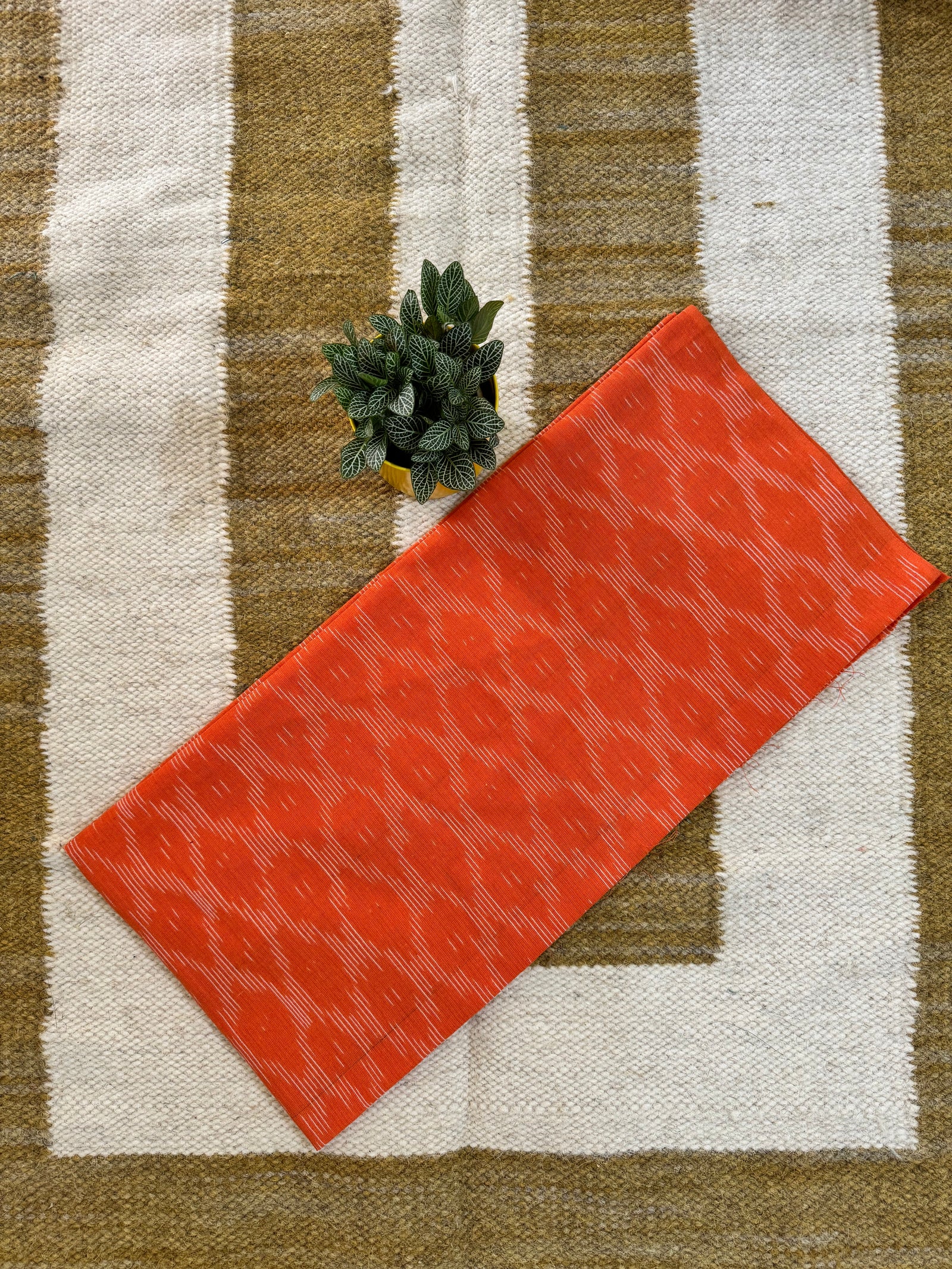 Black and Orange Pochampally Mercerised Cotton Handloom Saree in Ikkat Pattern