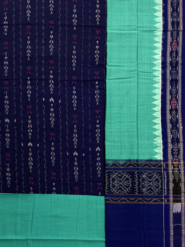 Dark Blue and Turquoise Sambalpuri Handloom Cotton Dress Material