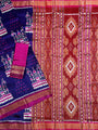 Indigo Blue and Magenta Pure Silk Handloom Khandua Patta Saree