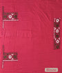 Lavender Cotton Handloom Saree with Red Contrast Kantha Stitch Blouse