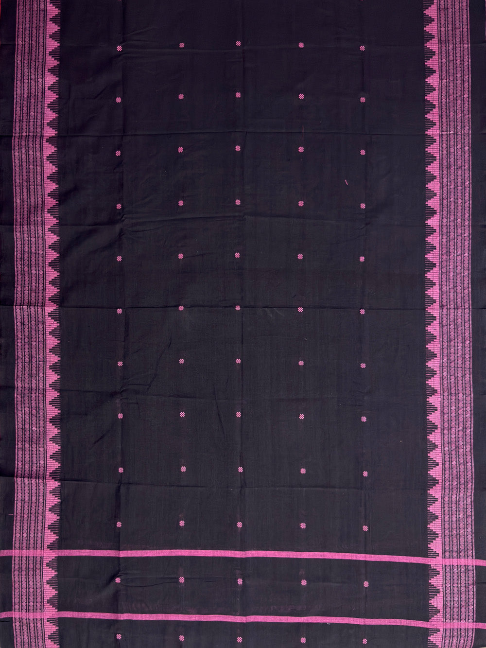 Light Pink and Black Nuapatna Handloom Cotton Dress Material