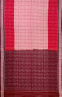 Light Pink and Red Pochampally Mercerised Cotton Handloom Saree in Ikkat Pattern