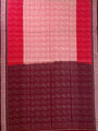 Light Pink and Red Pochampally Mercerised Cotton Handloom Saree in Ikkat Pattern