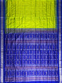 Lime Green and Blue Stripes Pattern Sambalpuri Silk Handloom Saree