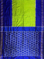 Lime Green and Blue Stripes Pochampally Pure Silk Handloom Saree