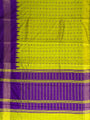 Lime Green and Purple Pure Raw Silk Handloom Saree