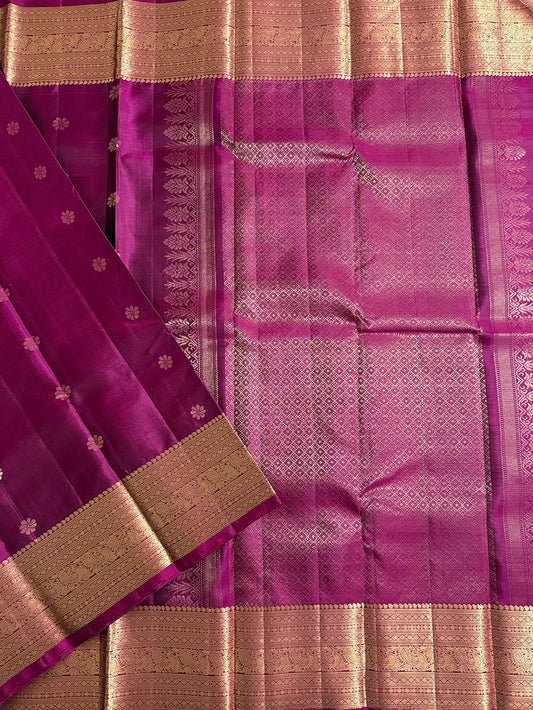Magenta Pure Silk Kanjivaram Handloom Saree