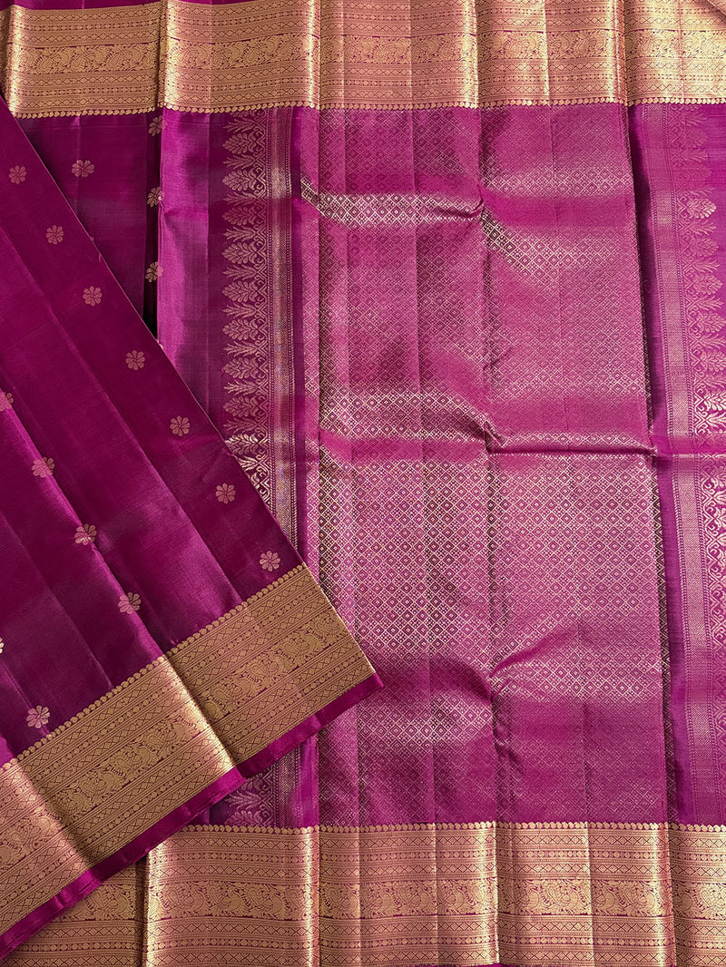 Magenta Pure Silk Kanjivaram Handloom Saree