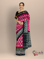 Magenta and Black Pochampally Pure Silk Handloom Saree in Ikkat Pattern