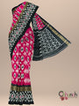 Magenta and Black Pochampally Pure Silk Handloom Saree in Ikkat Pattern