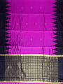 Magenta and Black Pure Raw Silk Handloom Saree With Temple Border