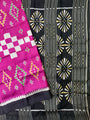 Magenta and Black Pure Silk Handloom Khandua Patta Saree