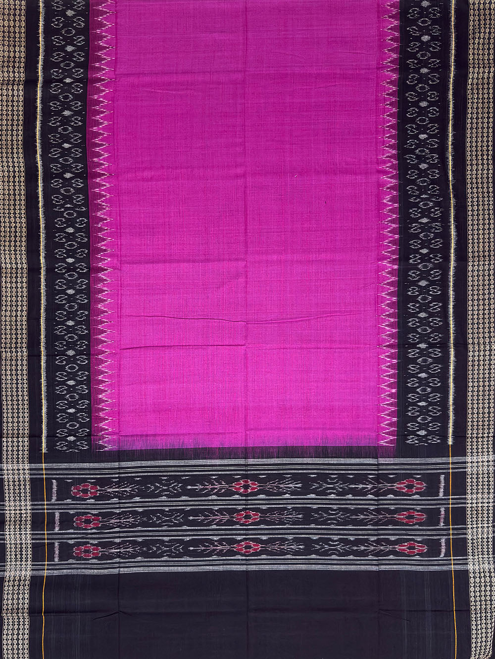 Magenta and Black Sambalpuri Handloom Cotton Dress Material