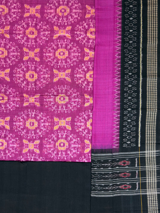 Magenta and Black Sambalpuri Handloom Cotton Dress Material