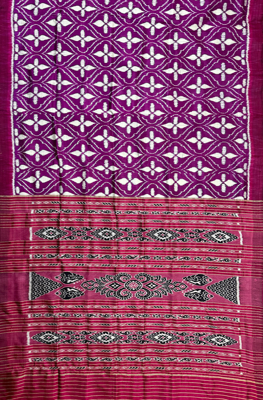 Magenta and Pink Pure Silk Handloom Khandua Patta Saree