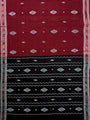 Maroon and Black Nuapatna Handloom Cotton Saree with Embroidered Motifs