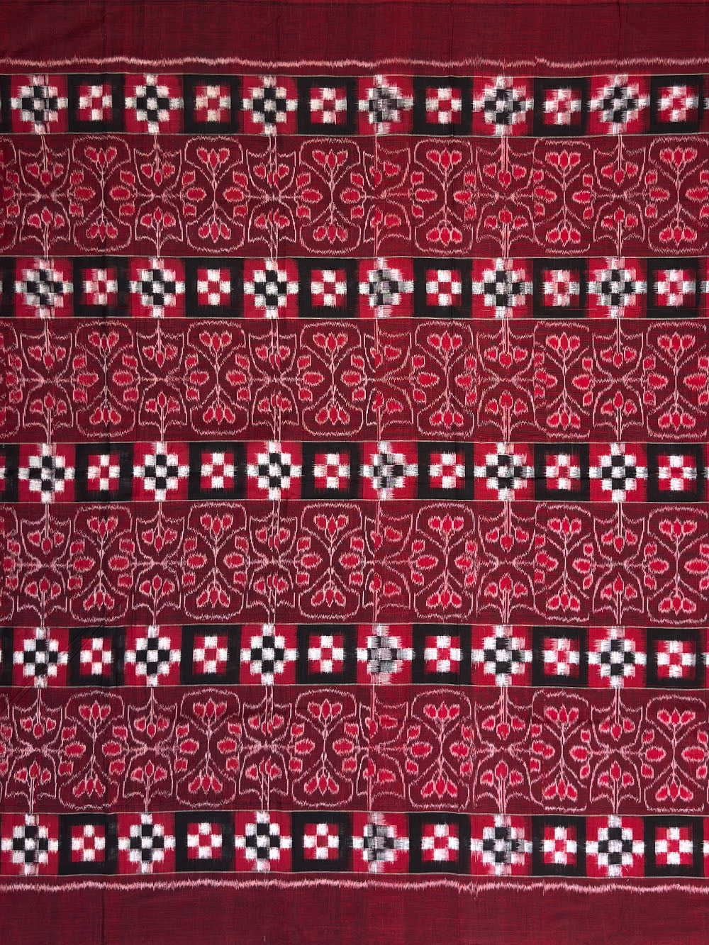 Maroon and Black Pasapalli Pattern Sambalpuri Handloom Cotton Dress Material