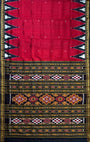 Maroon and Black  Pure Silk Handloom Khandua Patta Saree with Dongria Pattern Border