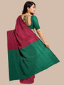 Maroon and Green Khadi Cotton Handloom Saree