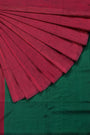 Maroon and Green Khadi Cotton Handloom Saree