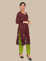 Maroon and Green Tribal Embroidery Nuapatna Handloom Cotton Dress Material
