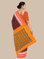 Maroon and Orange Pochampally Mercerised Cotton Handloom Saree in Ikkat Pattern