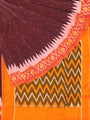 Maroon and Orange Pochampally Mercerised Cotton Handloom Saree in Ikkat Pattern