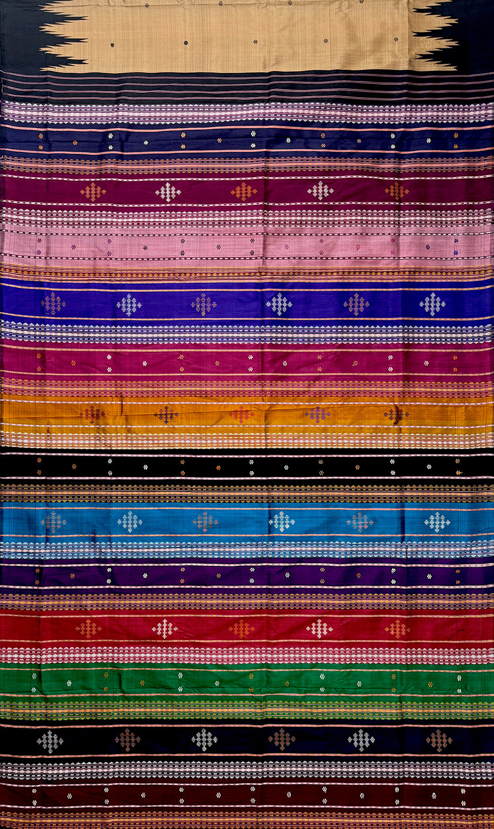 Metallic Gold Handloom Berhampuri Pure Silk Patta Saree