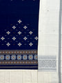 Midnight Blue and White Sambalpuri Handloom Cotton Dress Material