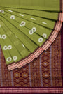 Moss Green and Maroon Handloom Cotton Sambalpuri Saree