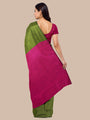 Moss Green and Pink Khadi Cotton Handloom Saree