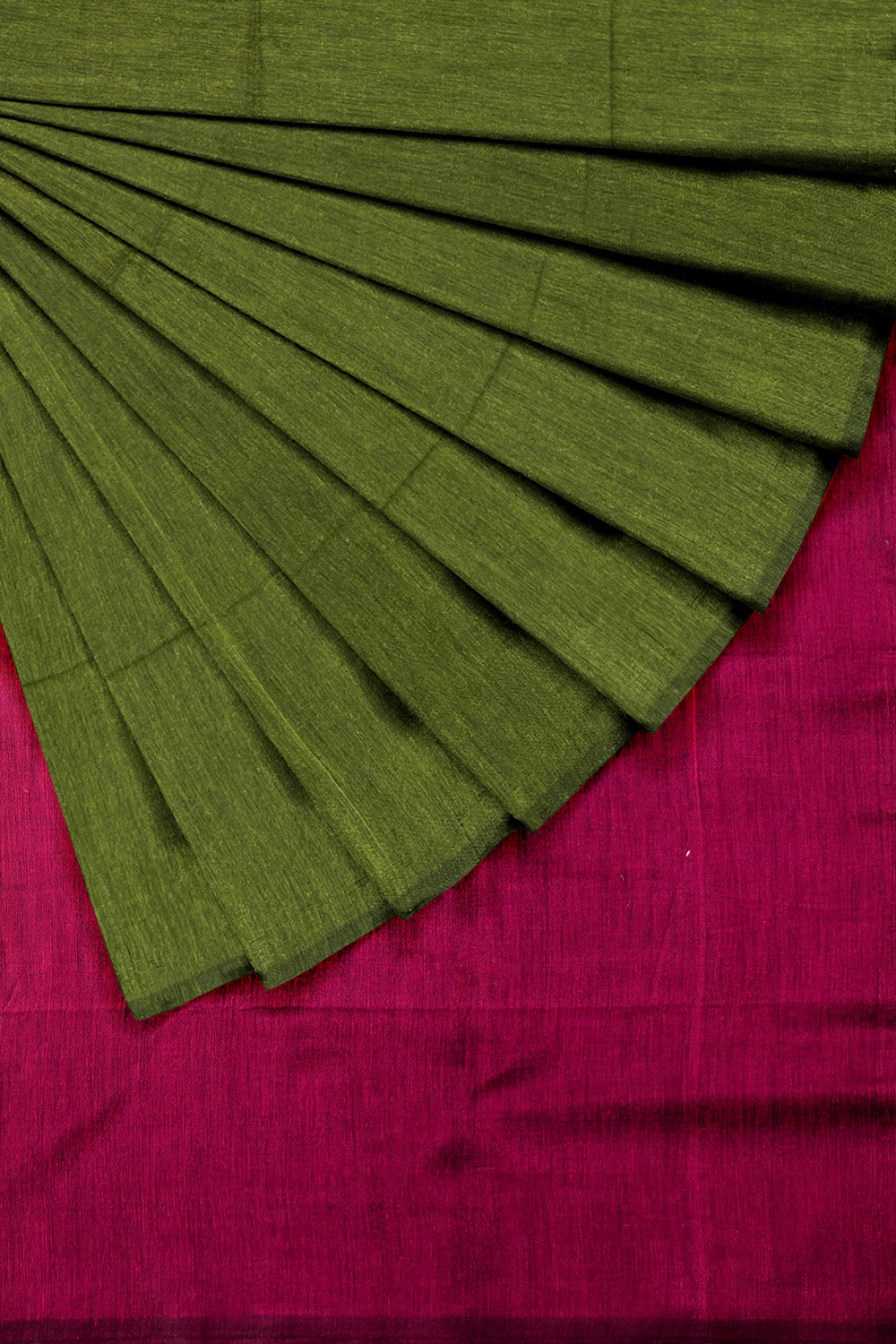 Moss Green and Pink Khadi Cotton Handloom Saree
