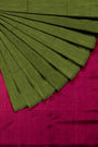 Moss Green and Pink Khadi Cotton Handloom Saree