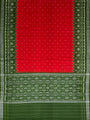 Moss Green and Red Sambalpuri Handloom Cotton Dress Material