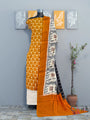 Mustard Yellow and Beige Ikkat Cotton Dress Material