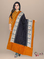 Mustard Yellow and Beige Ikkat Cotton Dress Material