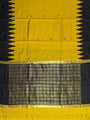 Mustard Yellow and Black Pure Raw Silk Handloom Saree with Temple Border