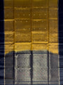 Mustard Yellow and Black Pure Soft Silk Handloom Saree