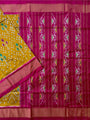 Mustard Yellow and Pink Pochampally Pure Silk Handloom Saree