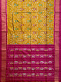 Mustard Yellow and Pink Pochampally Pure Silk Handloom Saree