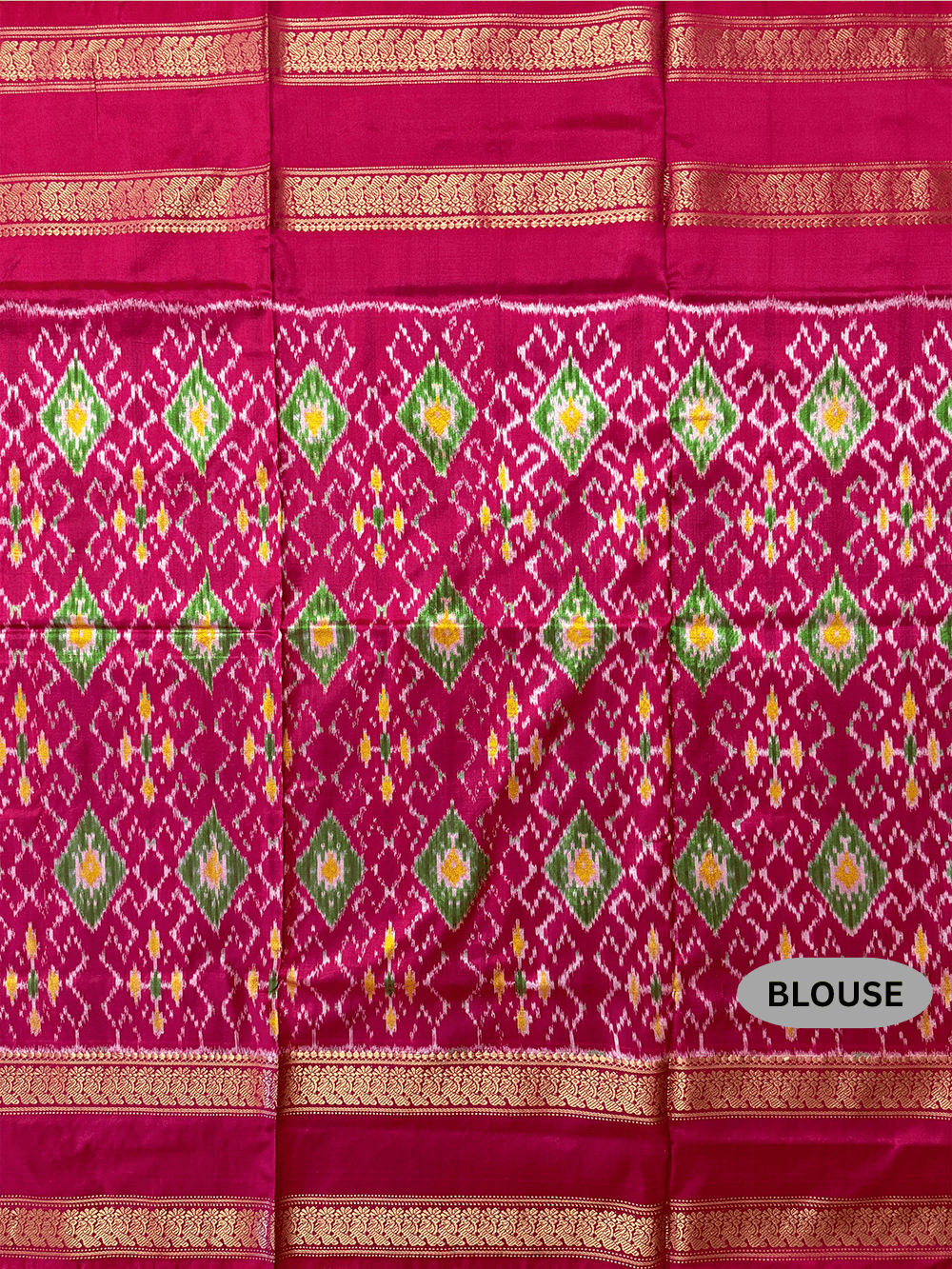 Mustard Yellow and Pink Pochampally Pure Silk Handloom Saree